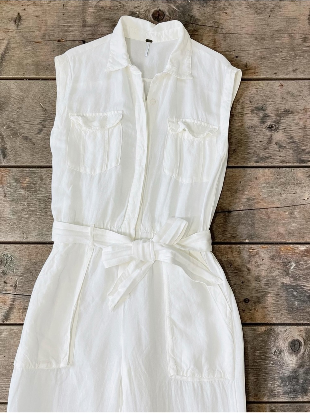 YOUNG FABULOUS & BROKE White Linen Jumpsuit - Picture 4 of 8
